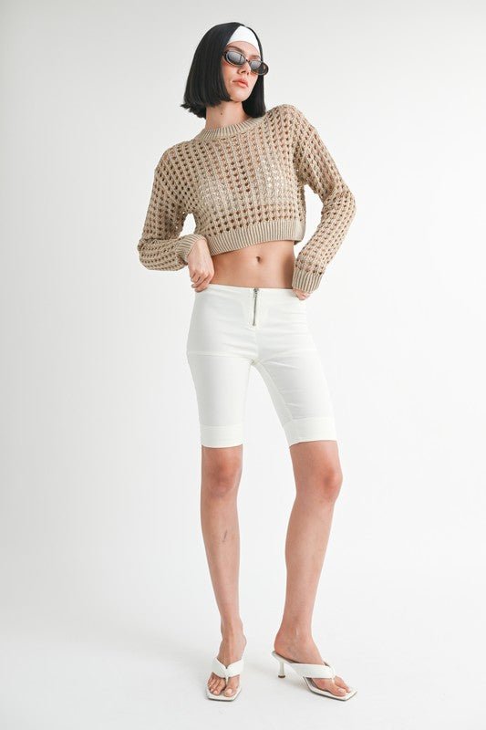 ROUND NECK KNITTED CROP SWEATER TOP - Robbi & Angel