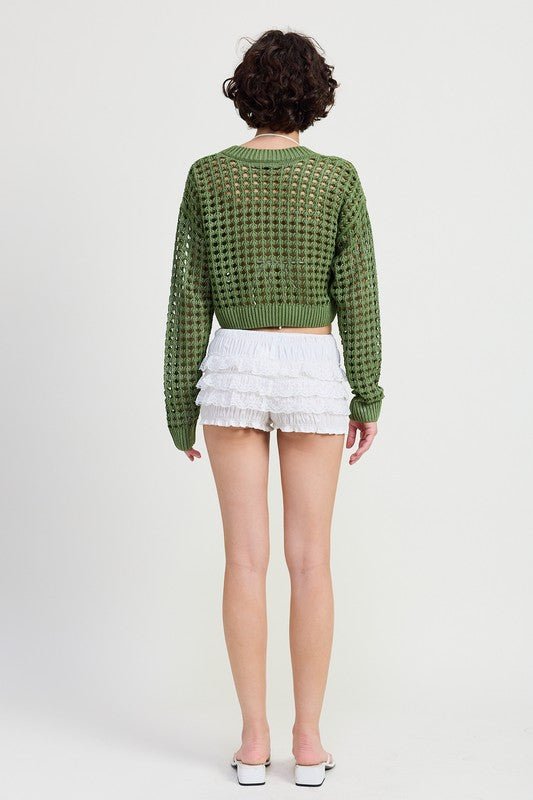 ROUND NECK KNITTED CROP SWEATER TOP - Robbi & Angel