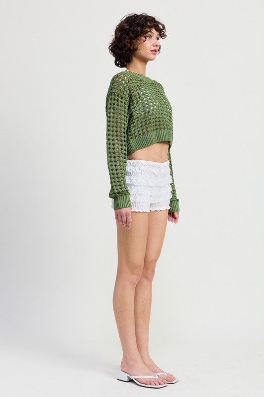 ROUND NECK KNITTED CROP SWEATER TOP - Robbi & Angel