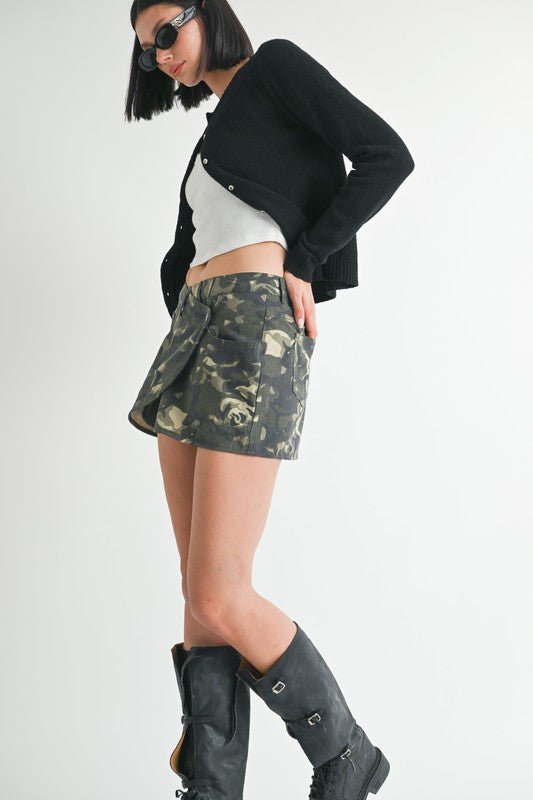 WRAPPED MINI SKIRT WITH BUTTON - Robbi & Angel