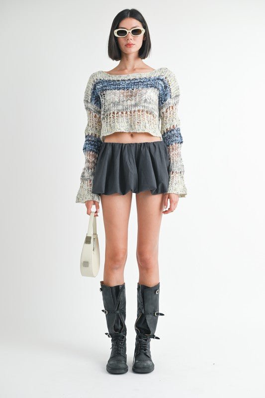 LOOSE KNITTED CROP SWEATER - Robbi & Angel