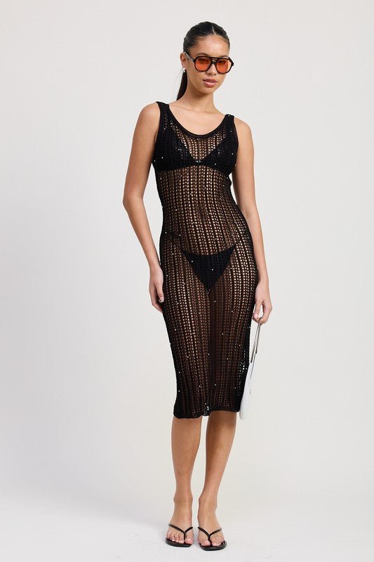 MAXI CROCHET METALIC BEADED DRESS - Robbi & Angel