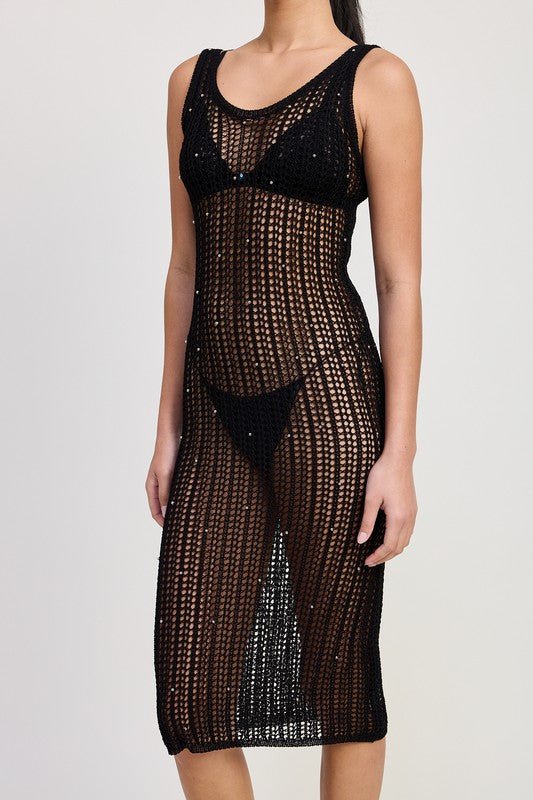 MAXI CROCHET METALIC BEADED DRESS - Robbi & Angel
