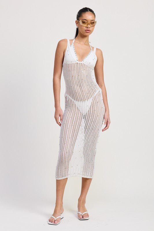 MAXI CROCHET METALIC BEADED DRESS - Robbi & Angel