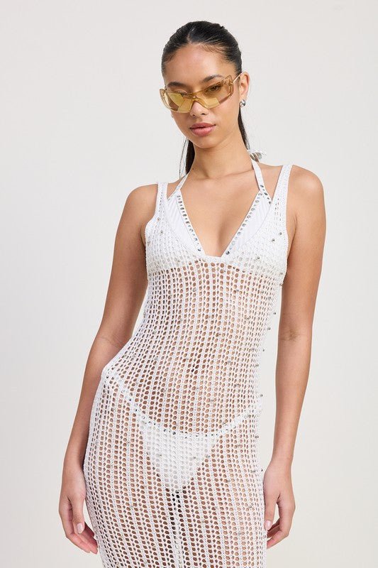 MAXI CROCHET METALIC BEADED DRESS - Robbi & Angel