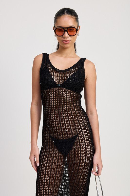 MAXI CROCHET METALIC BEADED DRESS - Robbi & Angel