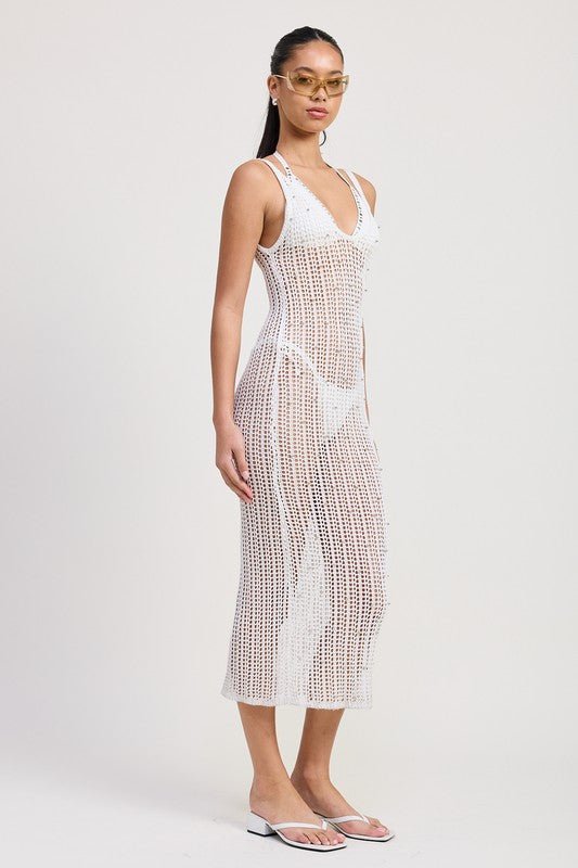 MAXI CROCHET METALIC BEADED DRESS - Robbi & Angel