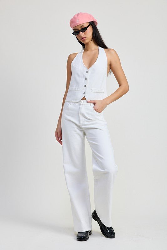 FOLDED FITTED DENIM PANTS - Robbi & Angel