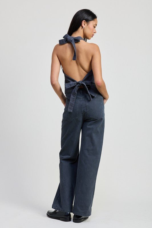 FOLDED FITTED DENIM PANTS - Robbi & Angel