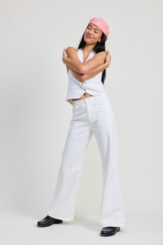 FOLDED FITTED DENIM PANTS - Robbi & Angel