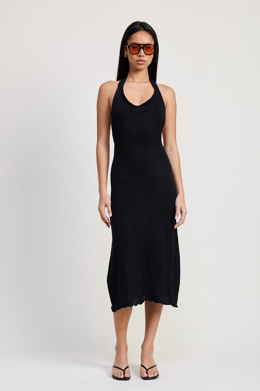 COWN NECK MIDI OPEN BACK DRESS - Robbi & Angel