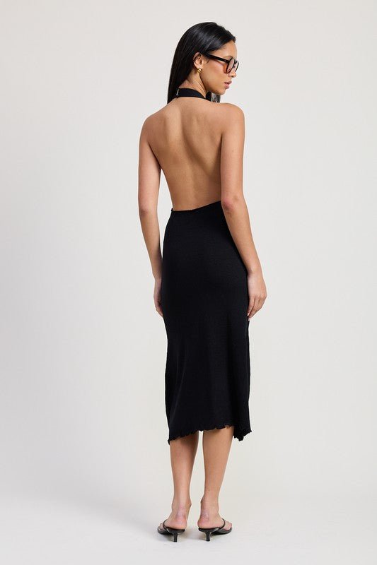 COWN NECK MIDI OPEN BACK DRESS - Robbi & Angel