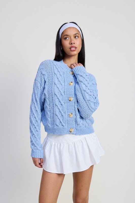 CHUNKY CABLE KNIT CARDIGAN - Robbi & Angel