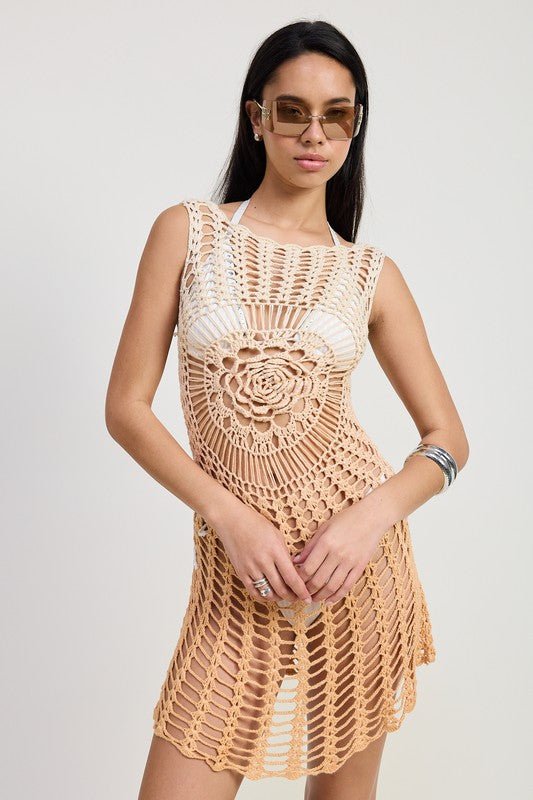 CROCHET COVER UP DRESS WITH BACK CUT OUT - Robbi & Angel