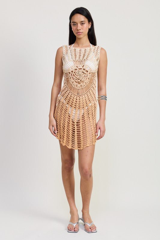 CROCHET COVER UP DRESS WITH BACK CUT OUT - Robbi & Angel