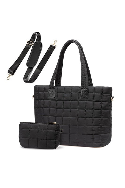 Mila Quilted Traveler Tote with Mini Clutch - Robbi & Angel
