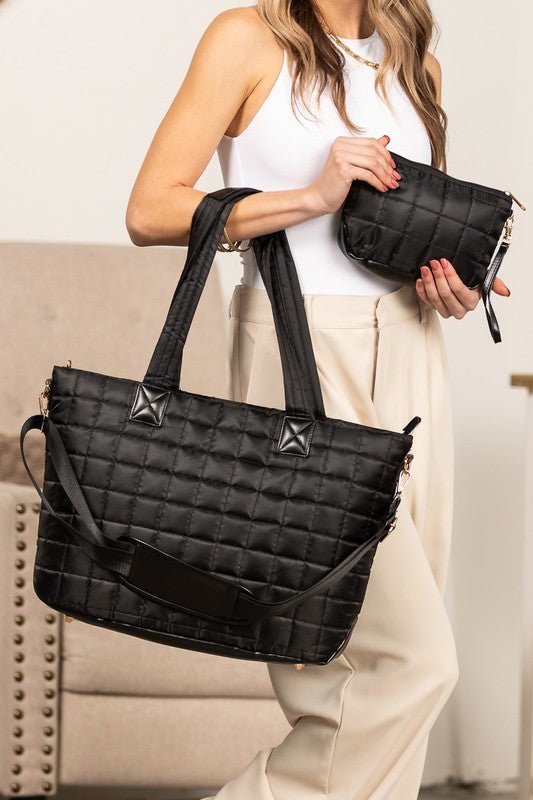 Mila Quilted Traveler Tote with Mini Clutch - Robbi & Angel