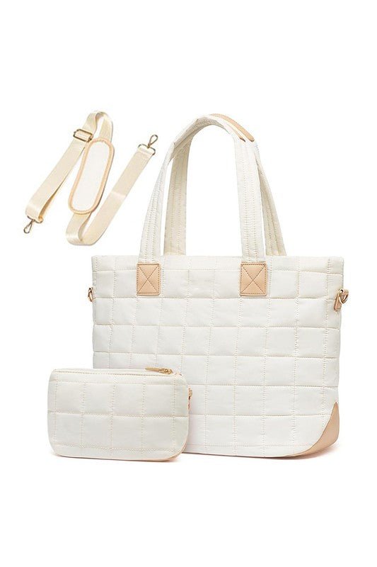 Mila Quilted Traveler Tote with Mini Clutch - Robbi & Angel
