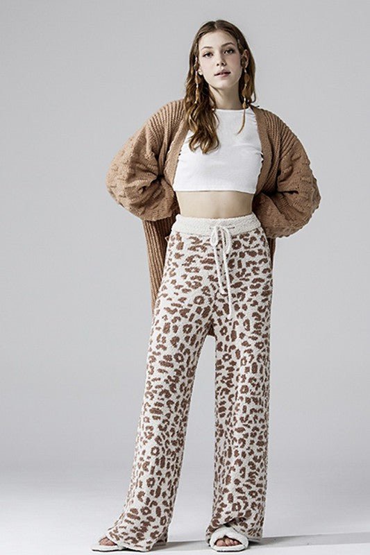 Cozy Warm Soft Leopard Fuzzy Lounge Pants - Robbi & Angel