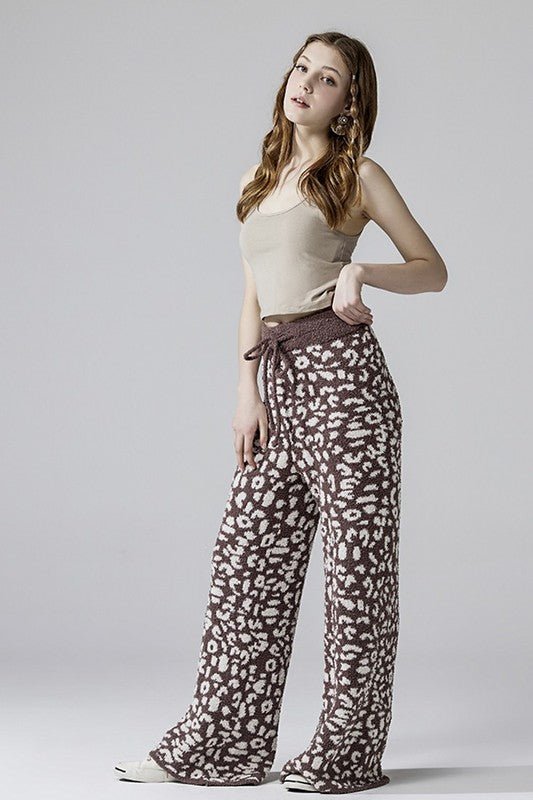 Cozy Warm Soft Leopard Fuzzy Lounge Pants - Robbi & Angel
