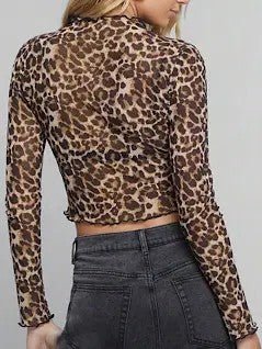 Cropped mesh leopard long sleeve top - Robbi & Angel