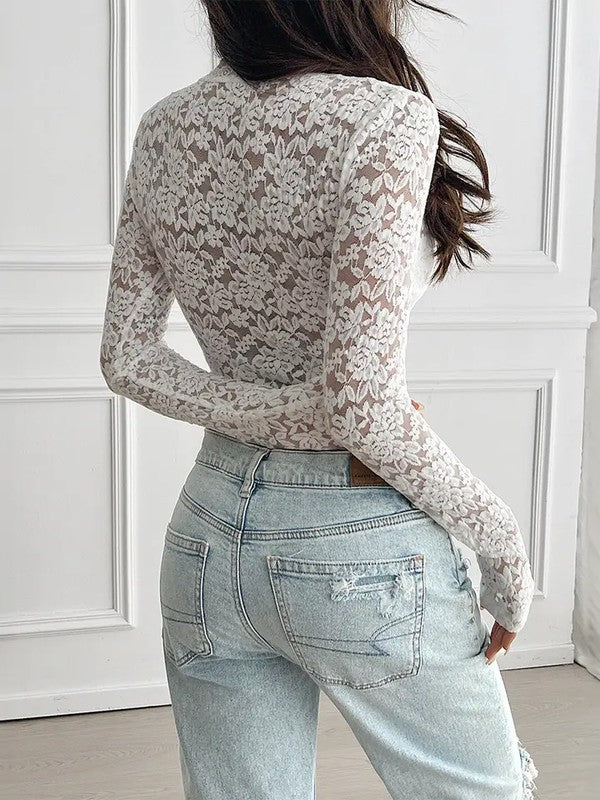 White Lace Tie - Front Top Women's Boho Style - Robbi & Angel