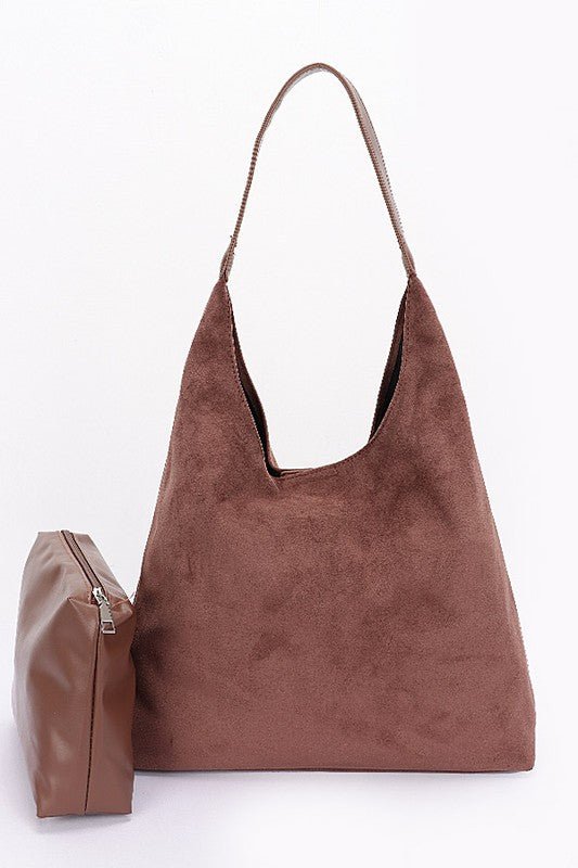 Faux Suede Oversize 2 In 1 Shoulder Bag - Robbi & Angel