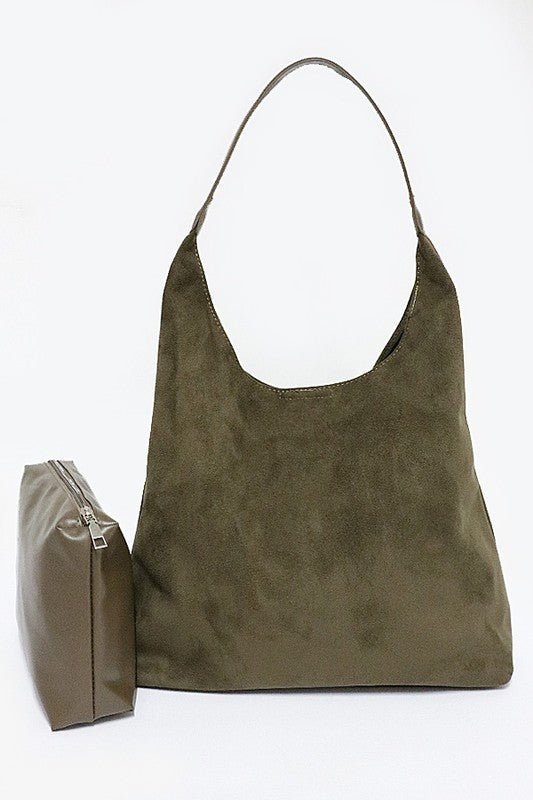 Faux Suede Oversize 2 In 1 Shoulder Bag - Robbi & Angel