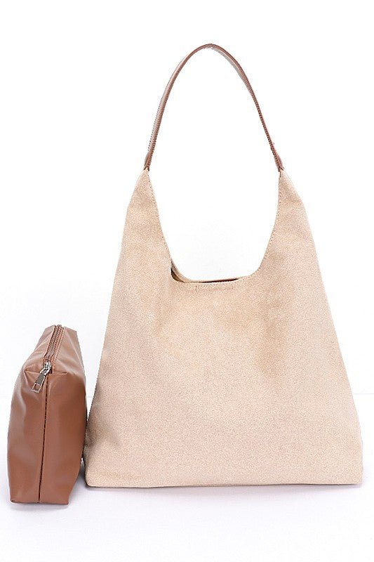 Faux Suede Oversize 2 In 1 Shoulder Bag - Robbi & Angel