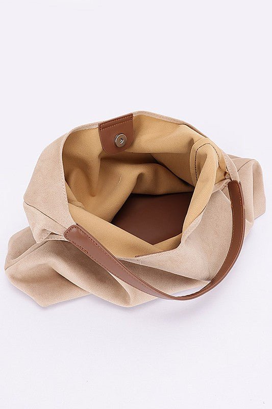 Faux Suede Oversize 2 In 1 Shoulder Bag - Robbi & Angel