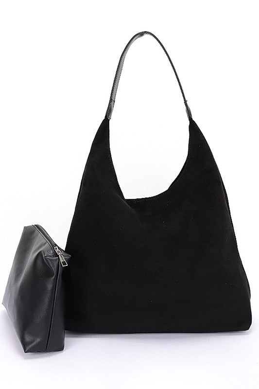 Faux Suede Oversize 2 In 1 Shoulder Bag - Robbi & Angel