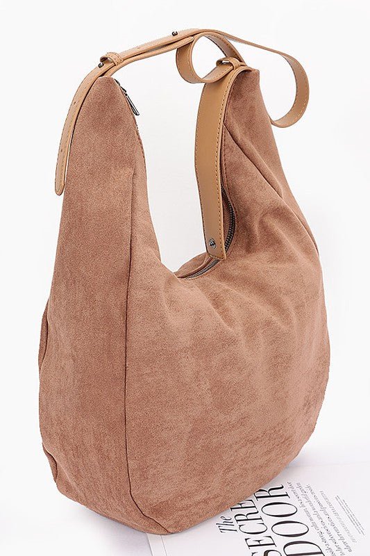Faux Suede Oversize Shoulder Bag - Robbi & Angel