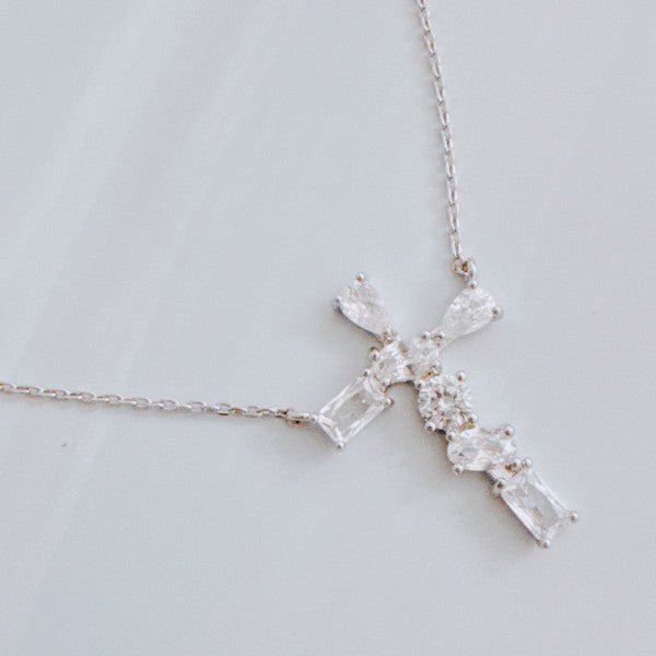 Modern Mixed - Cut Stone Cross Pendant Necklace - Robbi & Angel