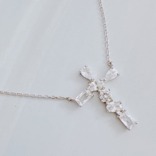 Modern Mixed - Cut Stone Cross Pendant Necklace - Robbi & Angel