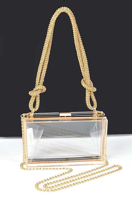 Rhinesotne Top Handle Acrylic Cleared Box Clutch - Robbi & Angel