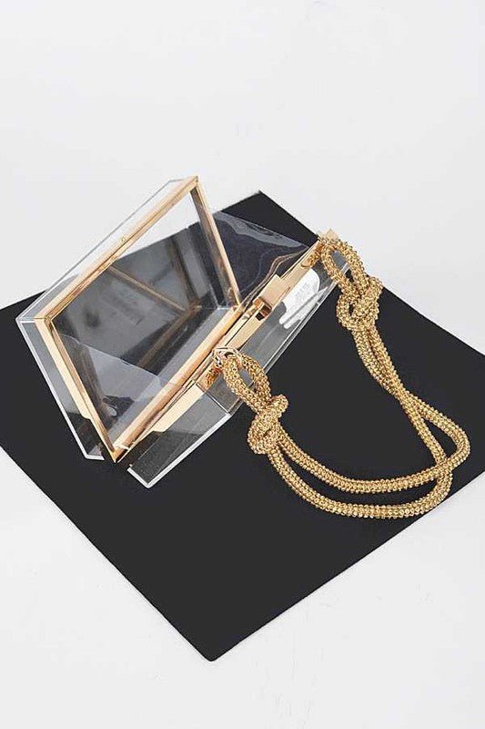 Rhinesotne Top Handle Acrylic Cleared Box Clutch - Robbi & Angel