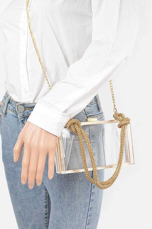Rhinesotne Top Handle Acrylic Cleared Box Clutch - Robbi & Angel