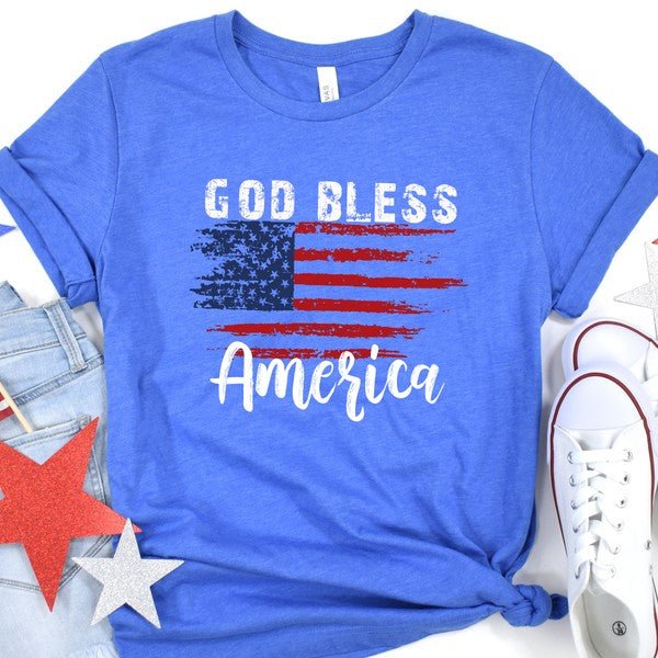 God Bless America Distressed Flag T-shirt - Robbi & Angel