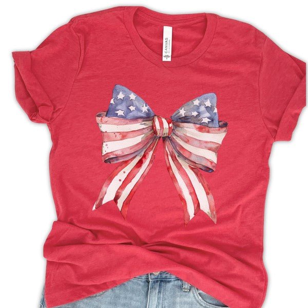 Freedom Bow Red White Blue Independence Tee - Robbi & Angel