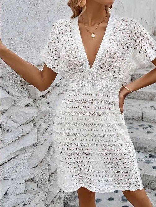 Deep v eyelet cover up dress - Robbi & Angel