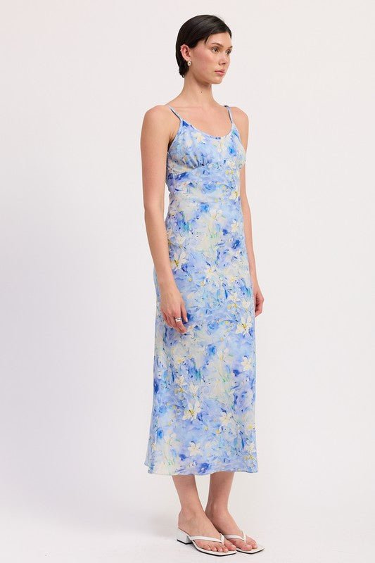 FLORAL SATIN SLIP MIDI DRESS - Robbi & Angel