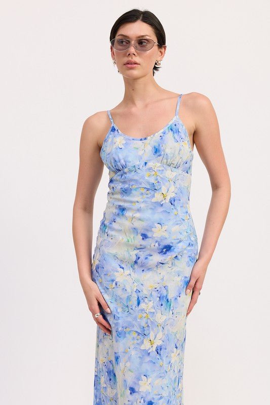 FLORAL SATIN SLIP MIDI DRESS - Robbi & Angel