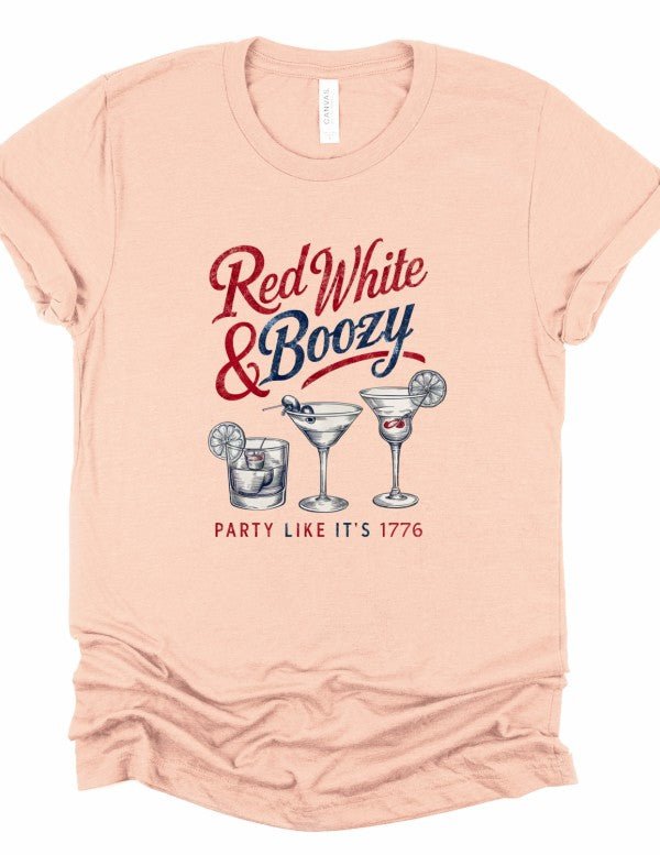 Red White and Boozy Graphic Tee Shirt - Robbi & Angel