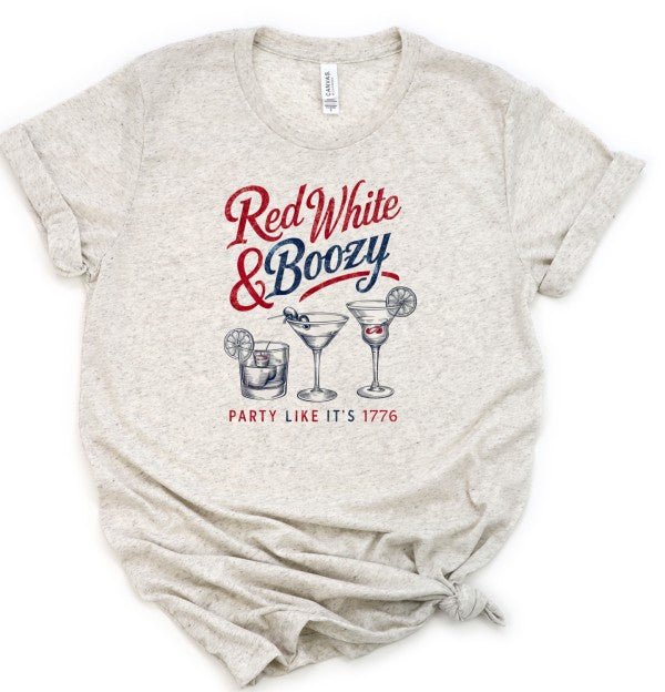 Red White and Boozy Graphic Tee Shirt - Robbi & Angel