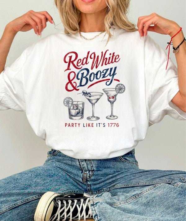 Red White and Boozy Graphic Tee Shirt - Robbi & Angel