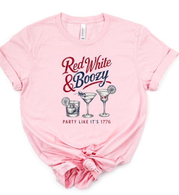 Red White and Boozy Graphic Tee Shirt - Robbi & Angel