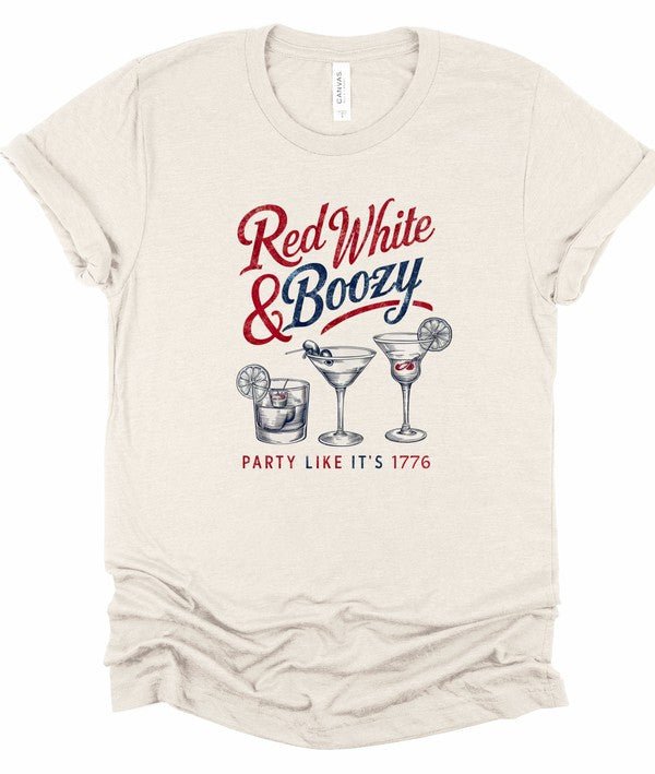 Red White and Boozy Graphic Tee Shirt - Robbi & Angel