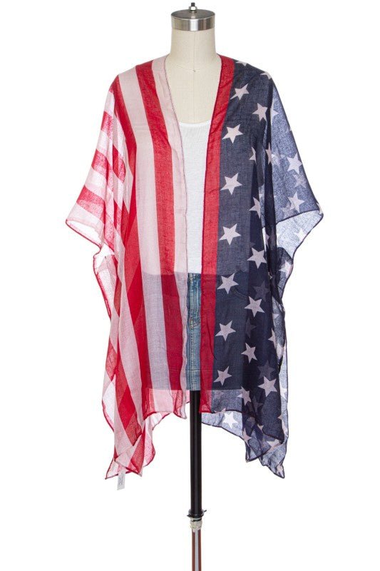 USA Flag Print Americana Kimono Cardigan - Robbi & Angel