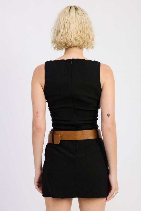 BOAT NECK MINI TANK DRESS WITH CHUNKY BELT - Robbi & Angel