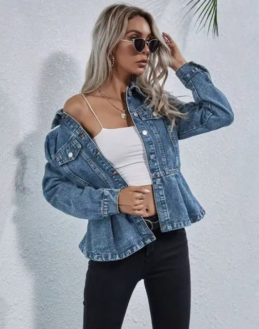Peplum Denim Jacket - Robbi & Angel